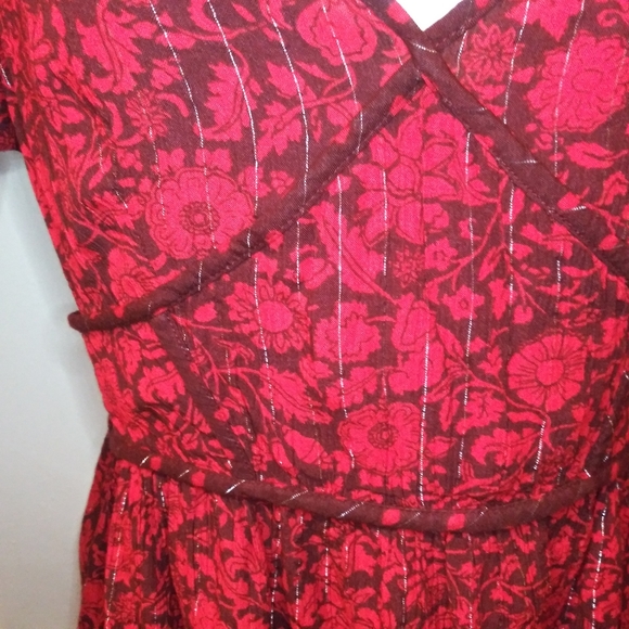 Knox Rose Gauzy Red Embroidered Floral Boho Blouse - Picture 5 of 11